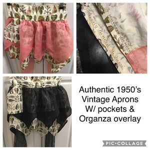 1950’s Vintage orig. Aprons black or peach sheer organza Waverly Gosheen